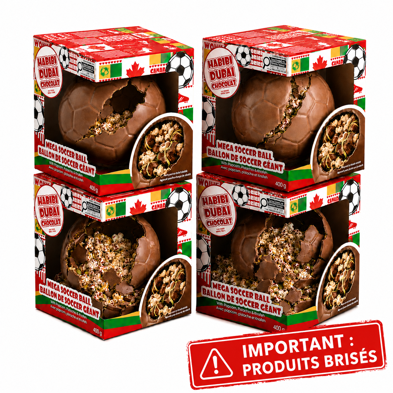 *PRODUITS BRISÉS - Habibi Dubai Chocolate - Mega soccer ball - 1/400g