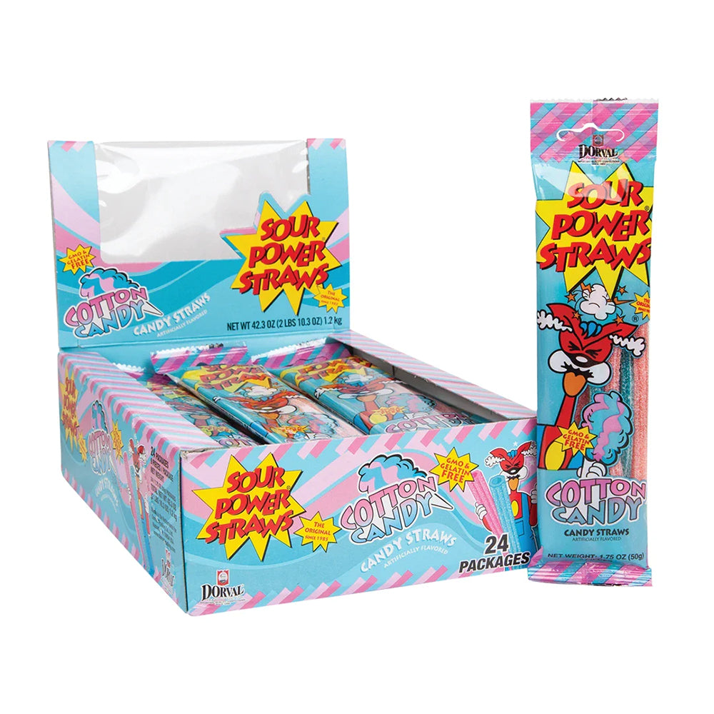 Dorval - Sour Power Straws Cotton Candy - 24/50g