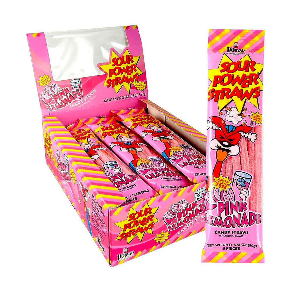 Dorval - Sour Power Straws Pink Lemonade - 24/50g