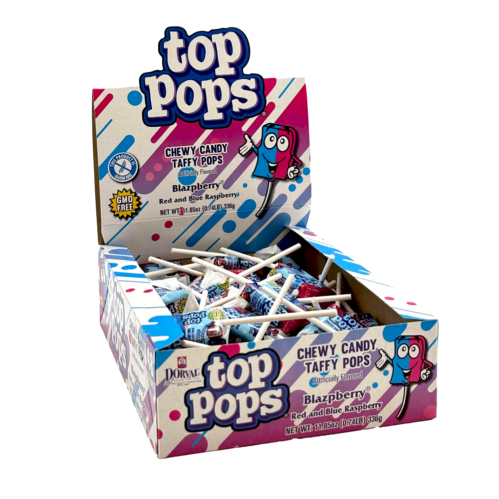 Top Pops - Chewy Candy Taffy Pop Blazberry - 48/7g