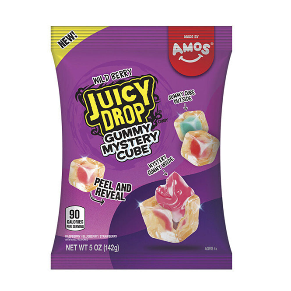Amos -  Juicy Drop Gummy Mystery Cube Rapsberry Blueberry Strawberry - 12/142g