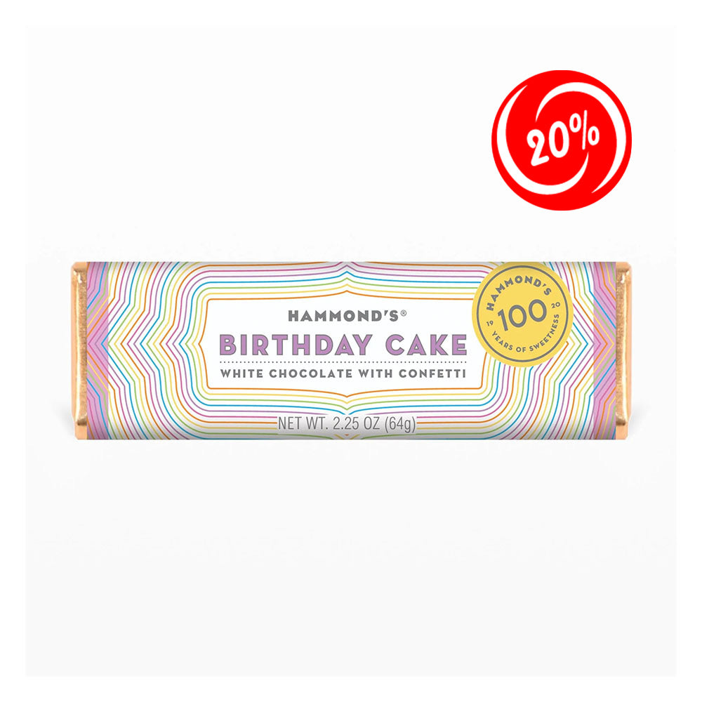 (EXPIRATION: 30/10/2024) - Hammond's - Birthday Cake Chocolate Bar - 12/64g