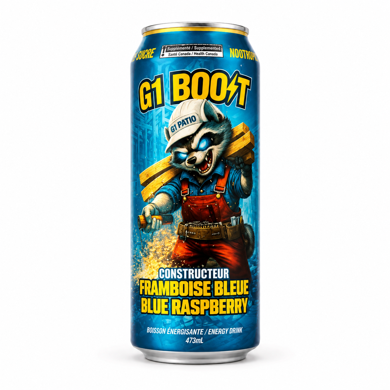G1 BOOST - BOISSON ÉNERGISANTE CONSTRUCTEUR FRAMBOISE BLEUE - 24/473ML