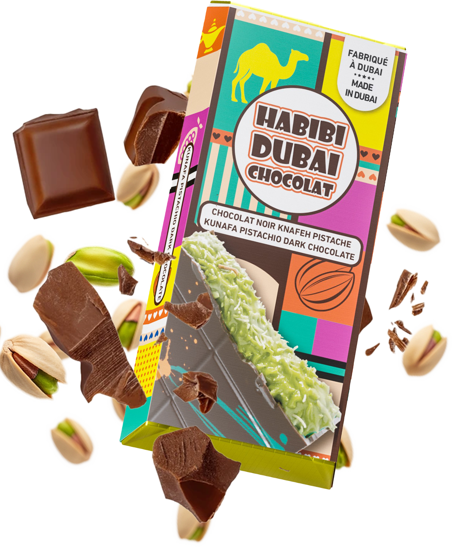 Habibi Dubai Chocolate - Kunafa Pistachio Dark Chocolate - 10/200g