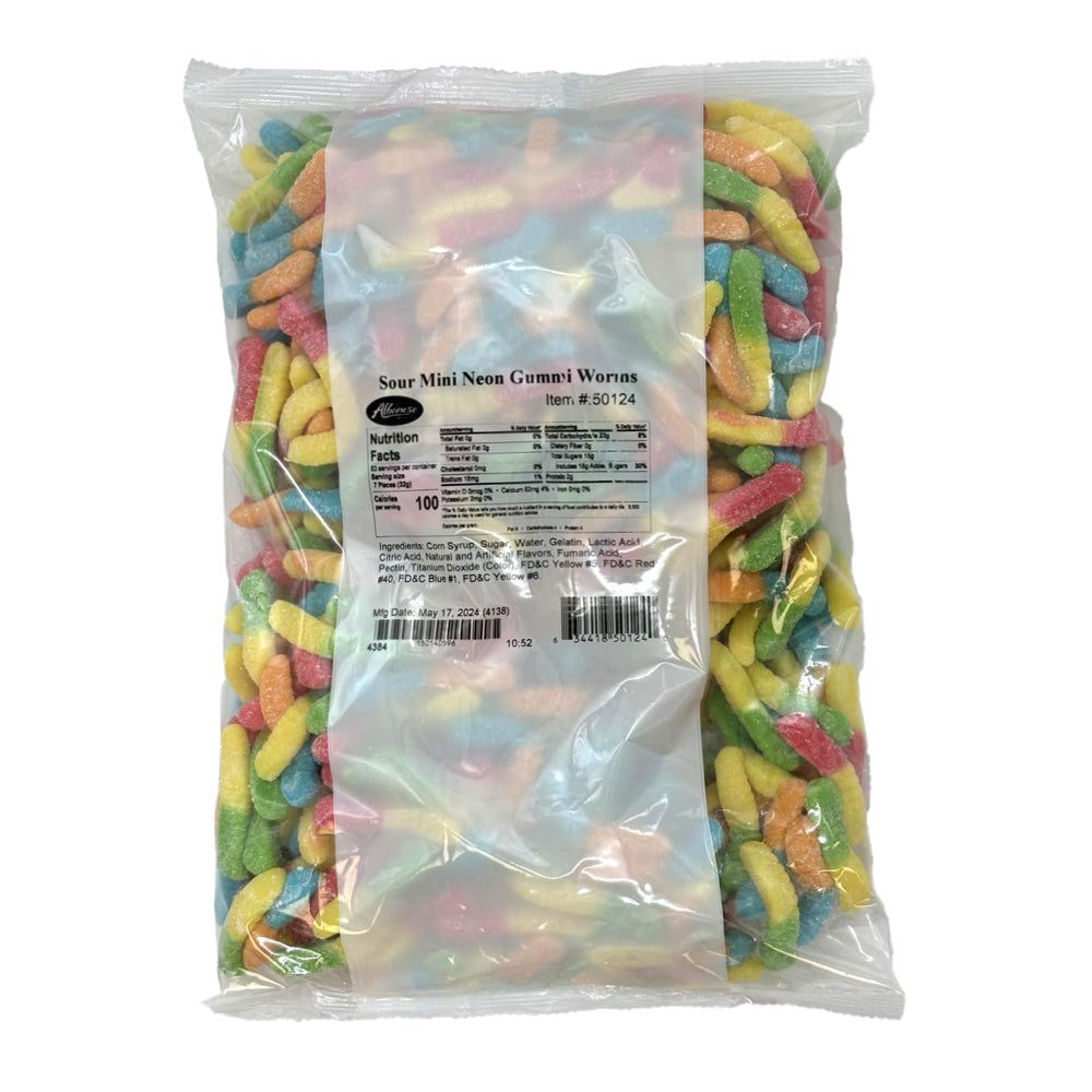 Albanese Worlds Best - Sour Mini Neon Gummi Worms - 1/2040g