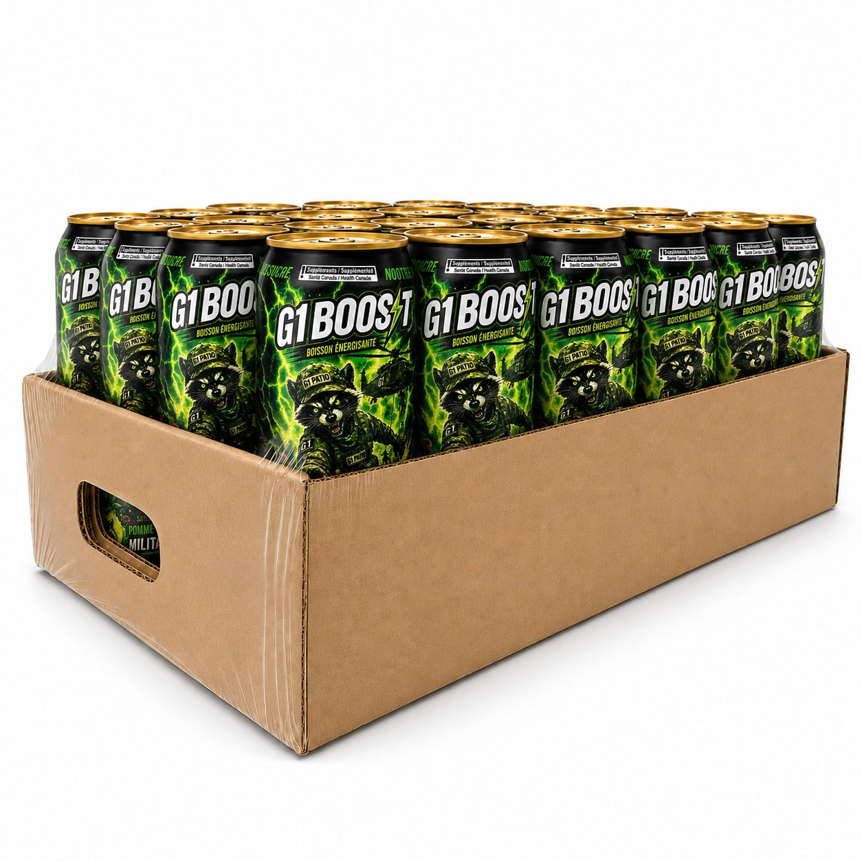 G1 BOOST - BOISSON ÉNERGISANTE MILITAIRE POMME VERTE - 24/473ML