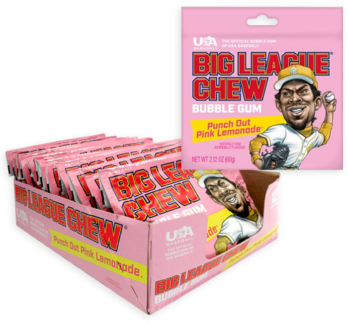 Big League Chew - Bubble Gum Punch Out Pink Lemonade - 12/60g