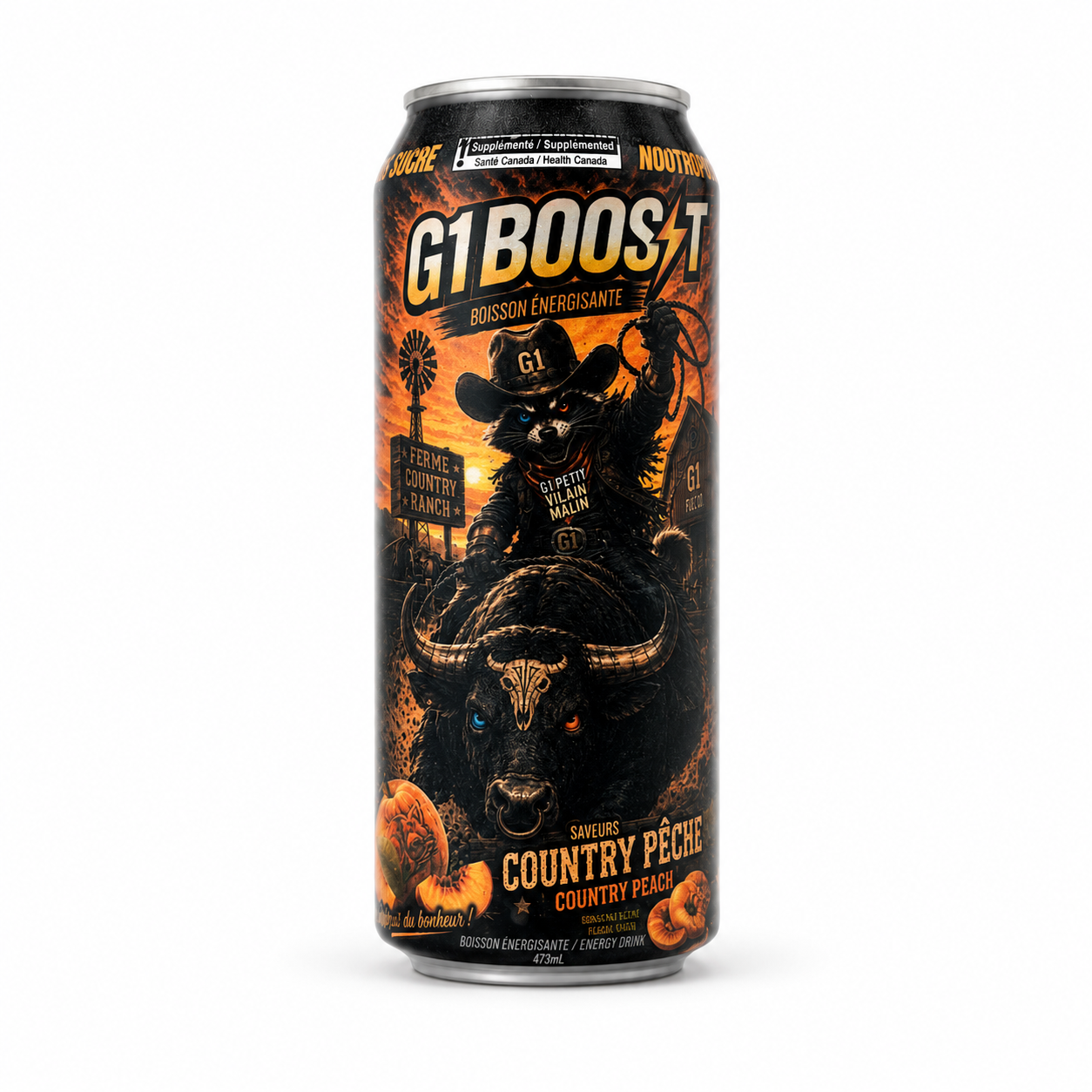 G1 BOOST - BOISSON ÉNERGISANTE COUNTRY PÊCHE - 24/473ML