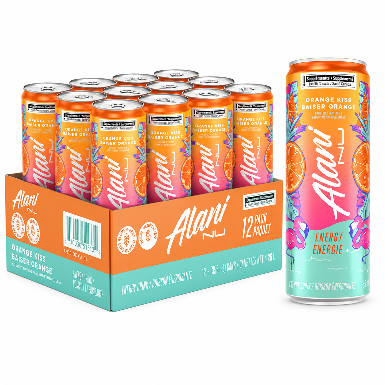 ALANI - BOISSON ÉNERGISANTE BAISER ORANGE - 12/355 ML