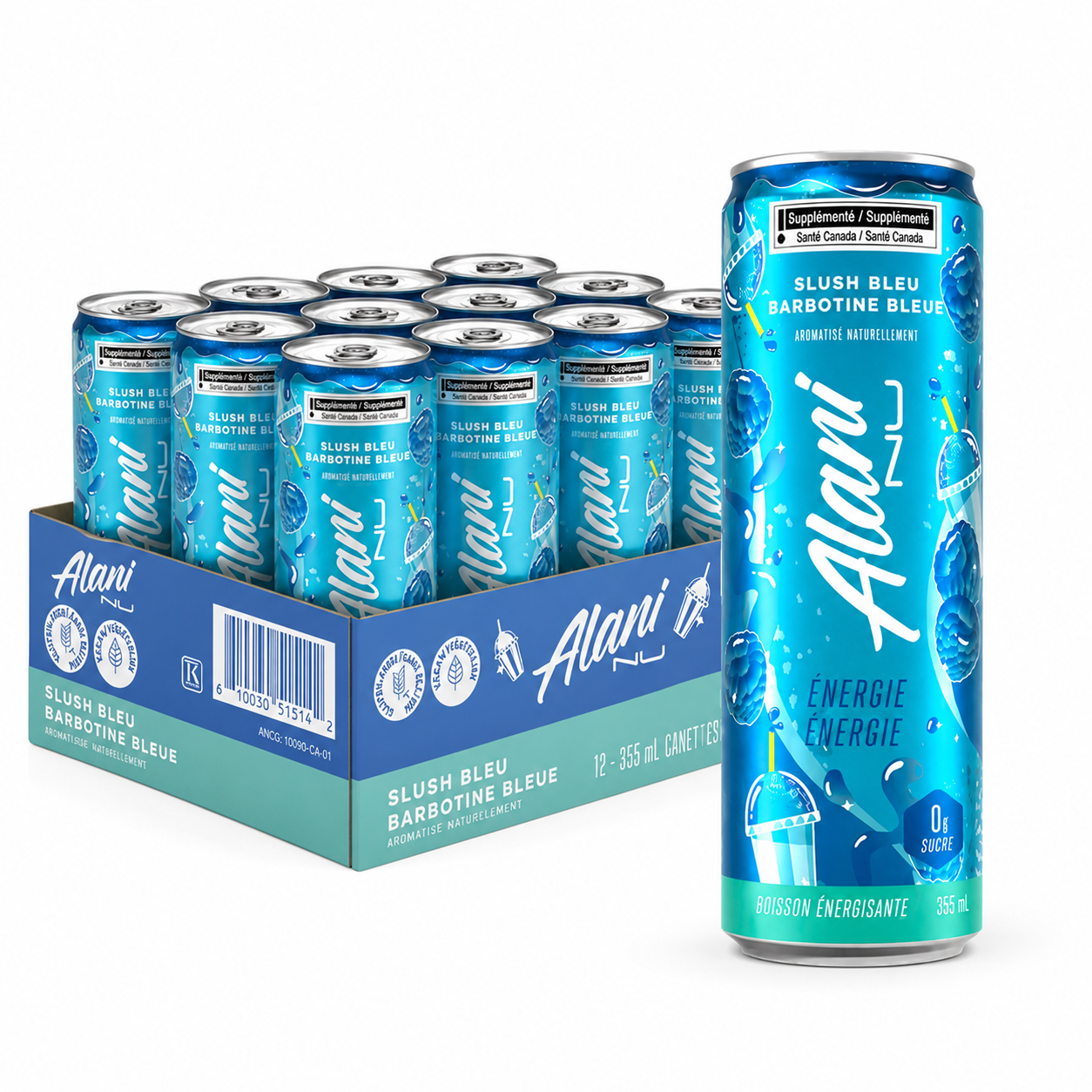 ALANI - BOISSON ÉNERGISANTE BARBOTINE BLEUE - 12/355 ML