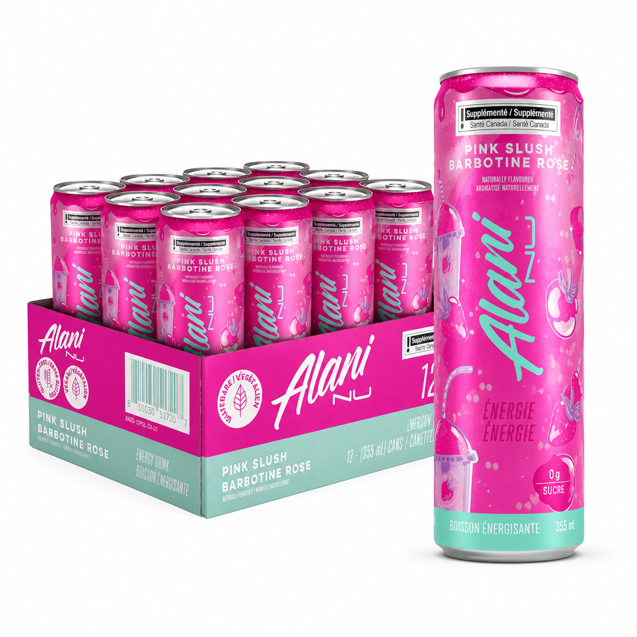 ALANI - BOISSON ÉNERGISANTE BARBOTINE ROSE - 12/355 ML