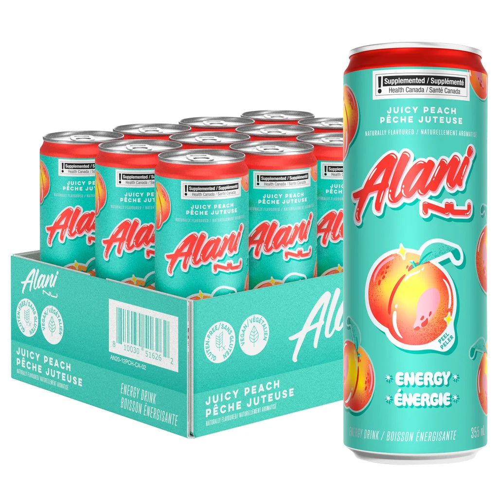 ALANI - BOISSON ÉNERGISANTE PÊCHE JUTEUSE - 12/355 ML