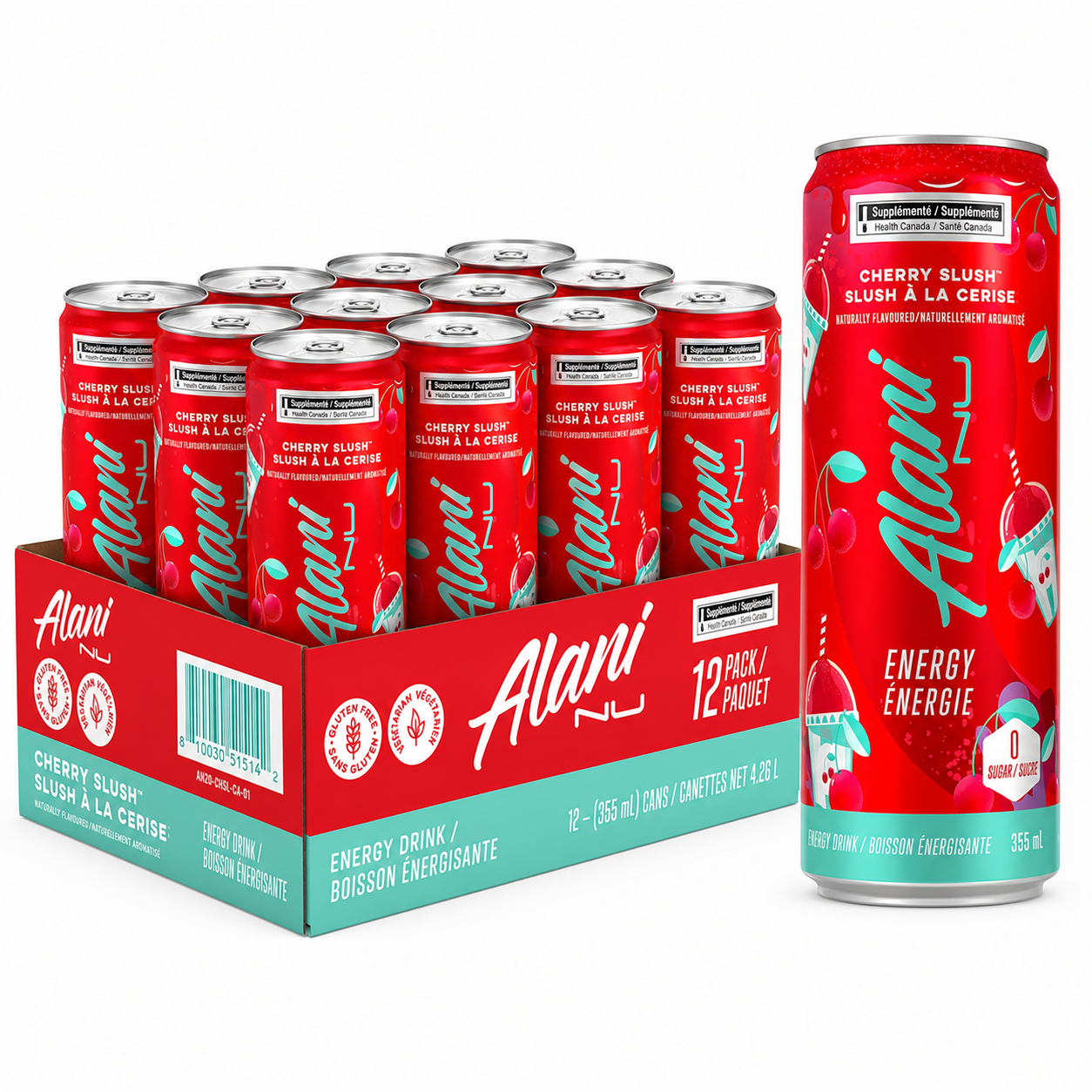 ALANI - BOISSON ÉNERGISANTE SLUSH À LA CERISE - 12/355 ML