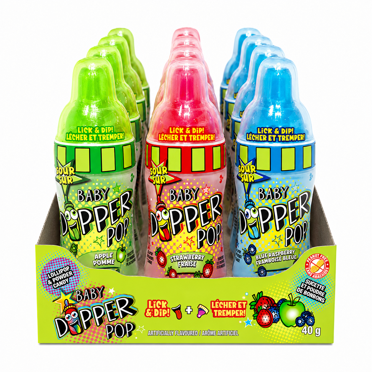 BABY DIPPER SOUR - LOLLIPOP & POWDER CANDY - 12/38G