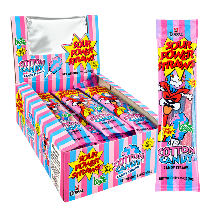 DORVAL - SOUR POWER STRAWS COTTON CANDY - 24/50G