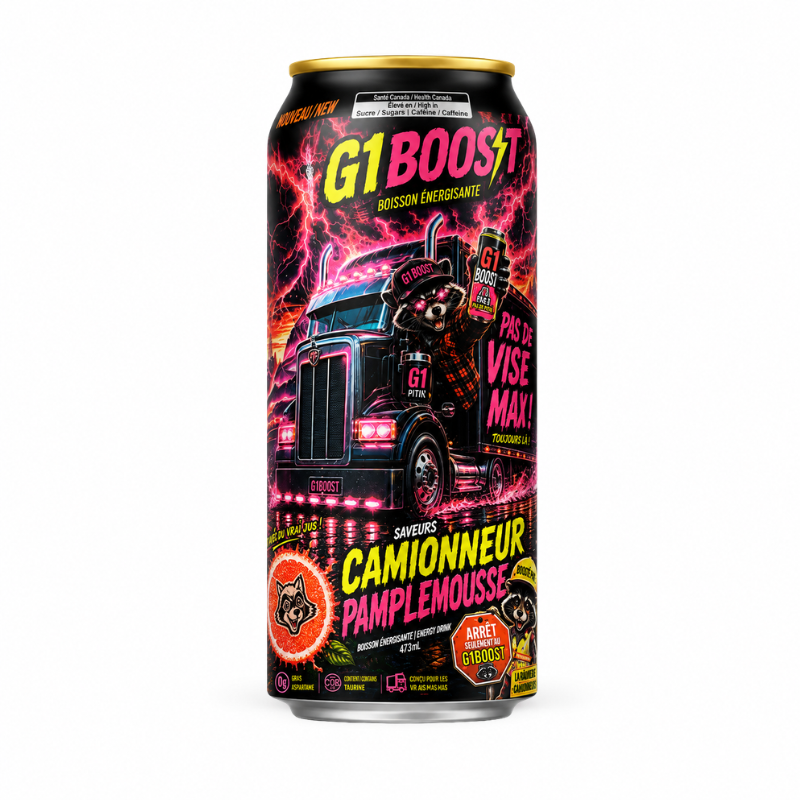 G1 BOOST - BOISSON ÉNERGISANTE CAMIONNEUR PAMPLEMOUSSE - 24/473ML