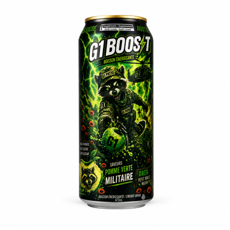 G1 BOOST - BOISSON ÉNERGISANTE MILITAIRE POMME VERTE - 24/473ML