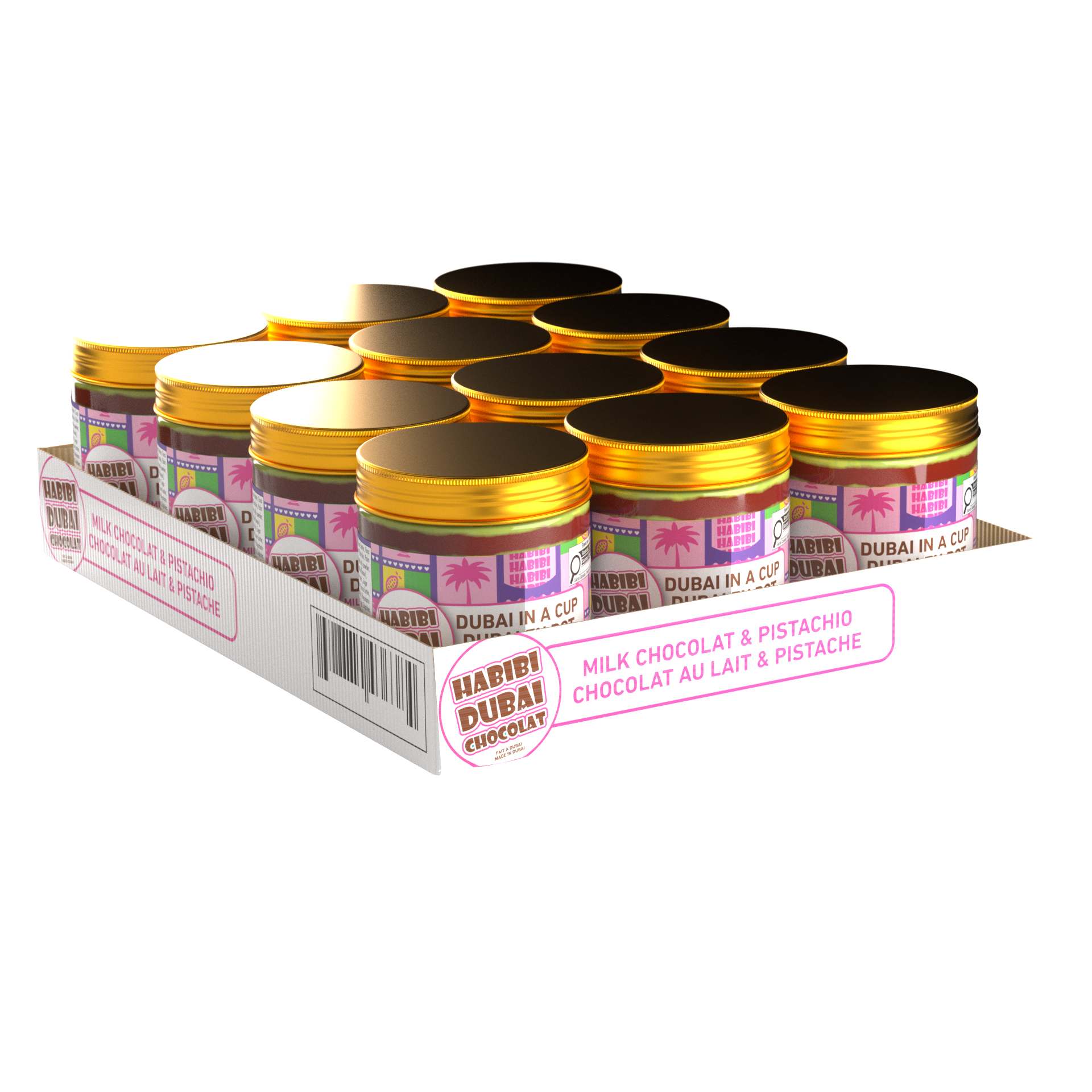 Habibi Dubai Chocolat - Dubai in a Cup - Milk Chocolate & Pistachio - 12/250g