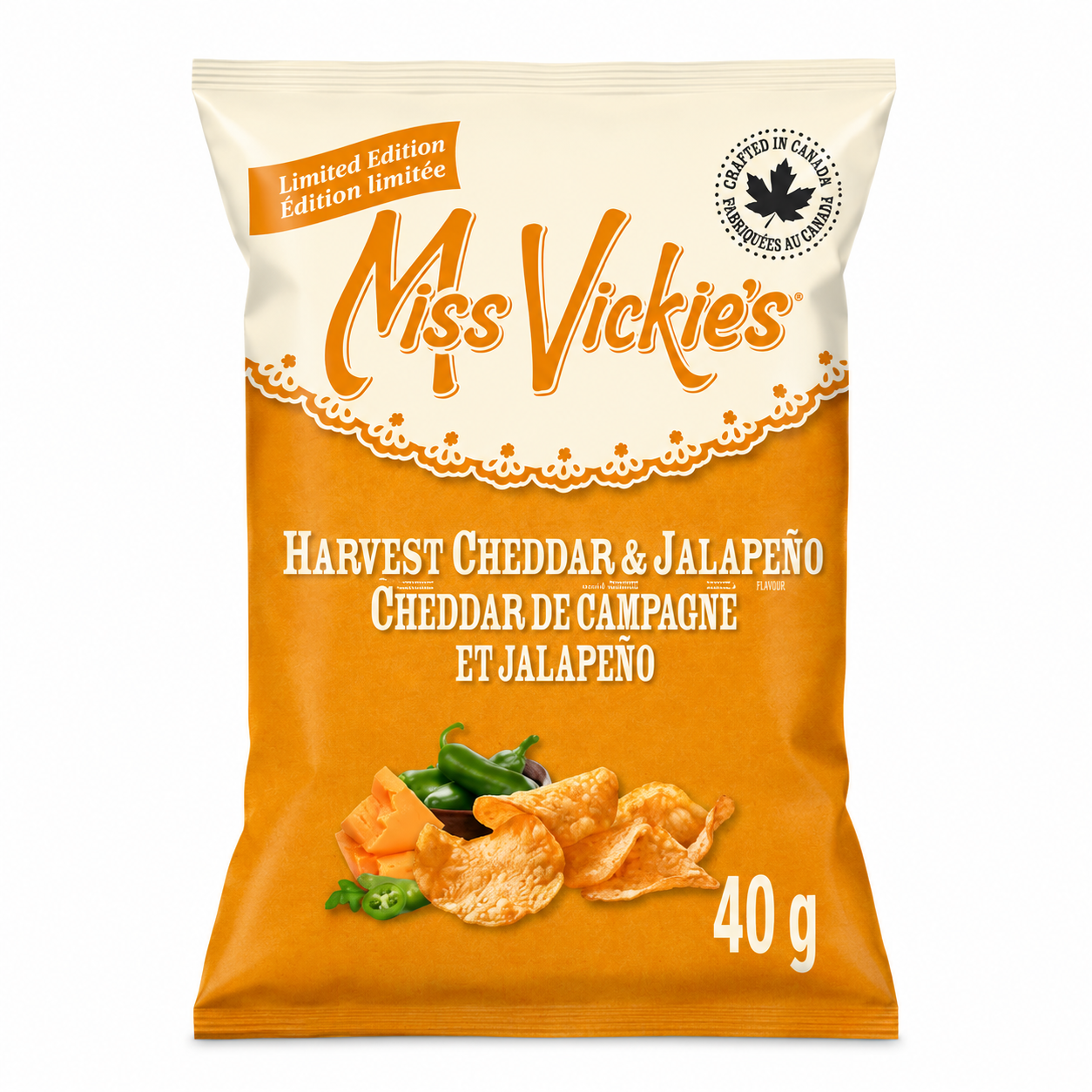 MISS VICKIE'S - CHEDDAR ET JALAPENO - 40/40G