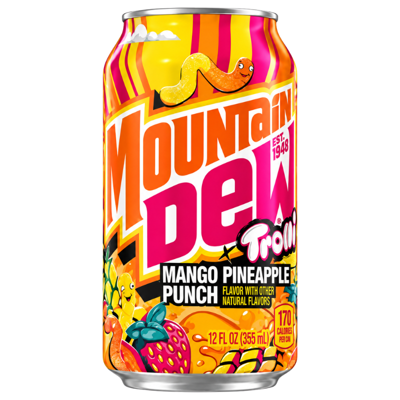 MOUNTAIN DEW - TROLLI MANGO PINEAPPLE - 12/355ML