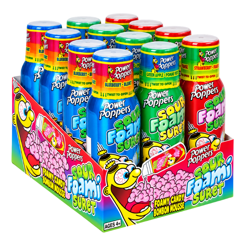 POWER POPPERS - BONBON EN MOUSSE SURETTE - 12/88ML