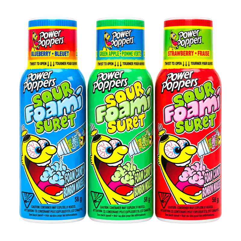 POWER POPPERS - BONBON EN MOUSSE SURETTE - 12/88ML