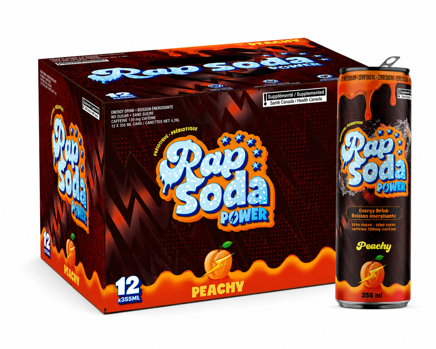RAP SODA - POWER PEACHY - 12/355ML