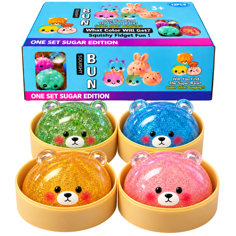 SQUISHY - GLITTER BEAD BEAR DUMPLING - 12PCS