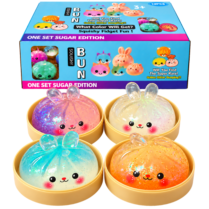 SQUISHY - GLITTER GEL BUNNY DUMPLING - 12PCS