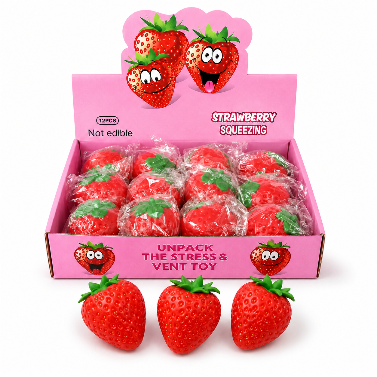 SQUISHY - STRAWBERRY SQUEEZING - 12PCS