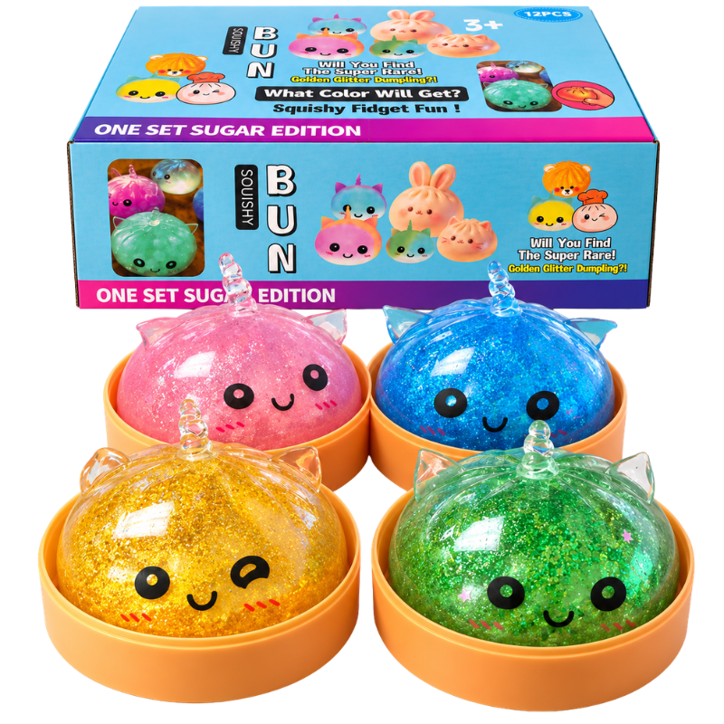 SQUISHY - UNICORN GLITTER BEAD DUMPLING - 12PCS