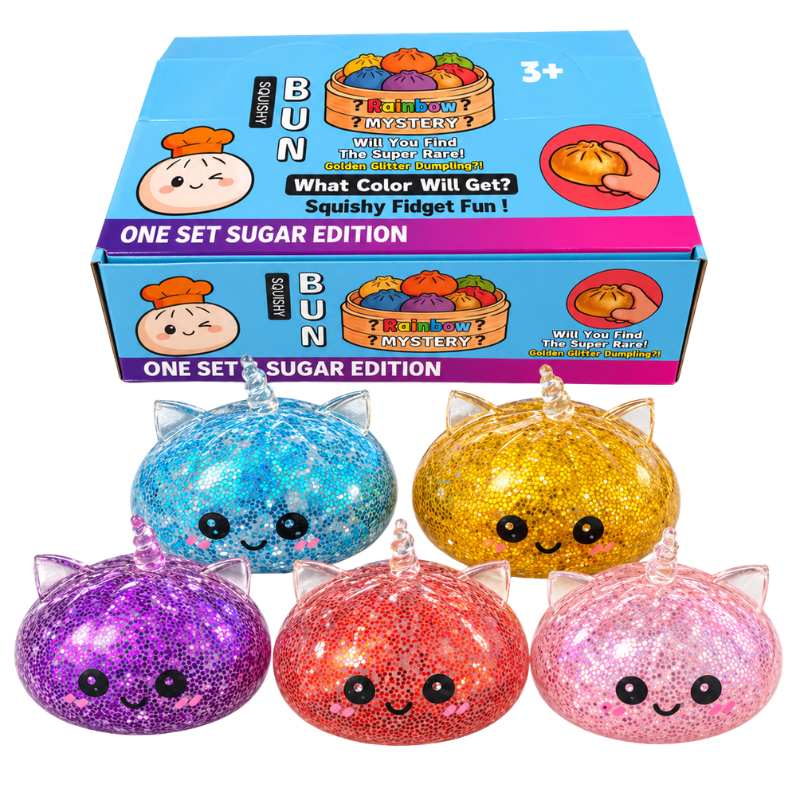 SQUISHY – UNICORN GLITTER DUMPLING ASSORTED COLORS - 12PCS
