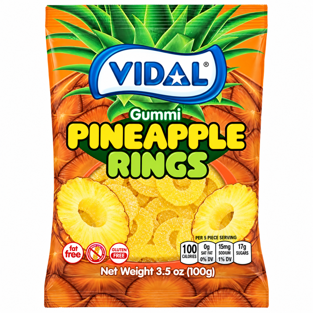 VIDAL - SOUR PINEAPPLE RINGS - 14/100G