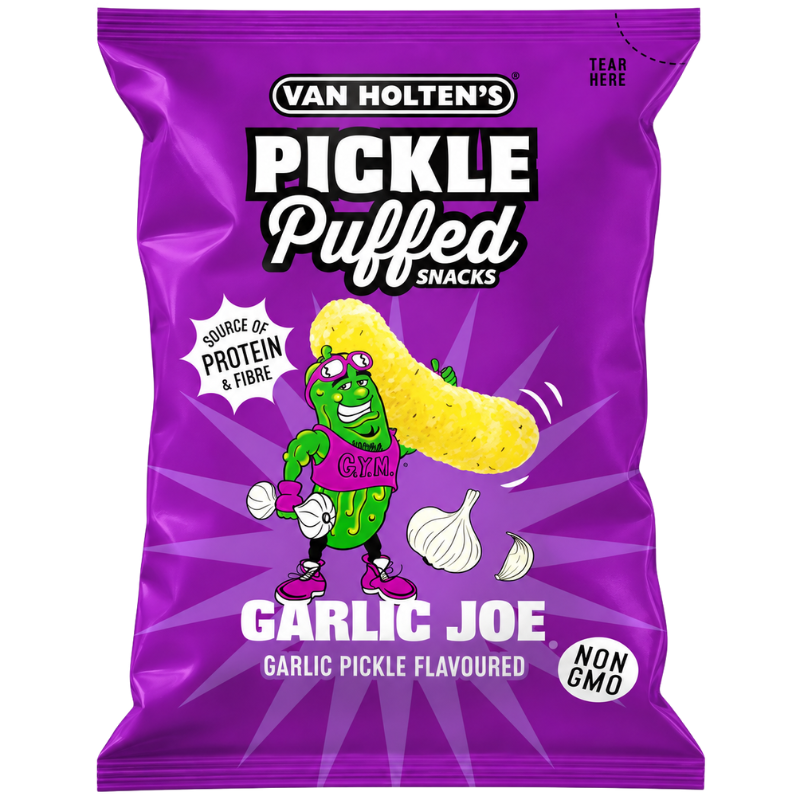 VAN HOLTEN'S - GARLIC JOE PICKLE PUFFED SNACKS - 10/90G