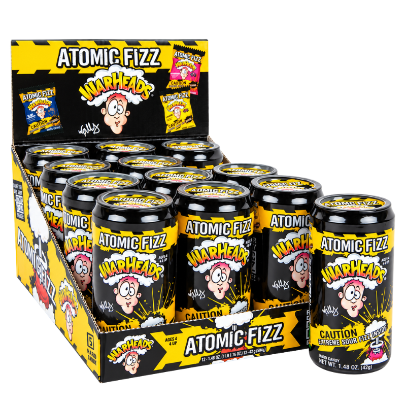 WARHEADS - ATOMIC FIZZ HARD CANDY CANISTER - 12/42G