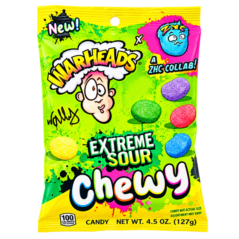 WARHEADS - EXTREME SOUR CHEWY - 12/128G