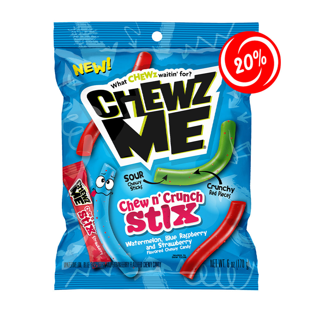 (EXPIRATION: 28/02/2025) Chewz Me - Chew n' Crunch Stix - 12/170g