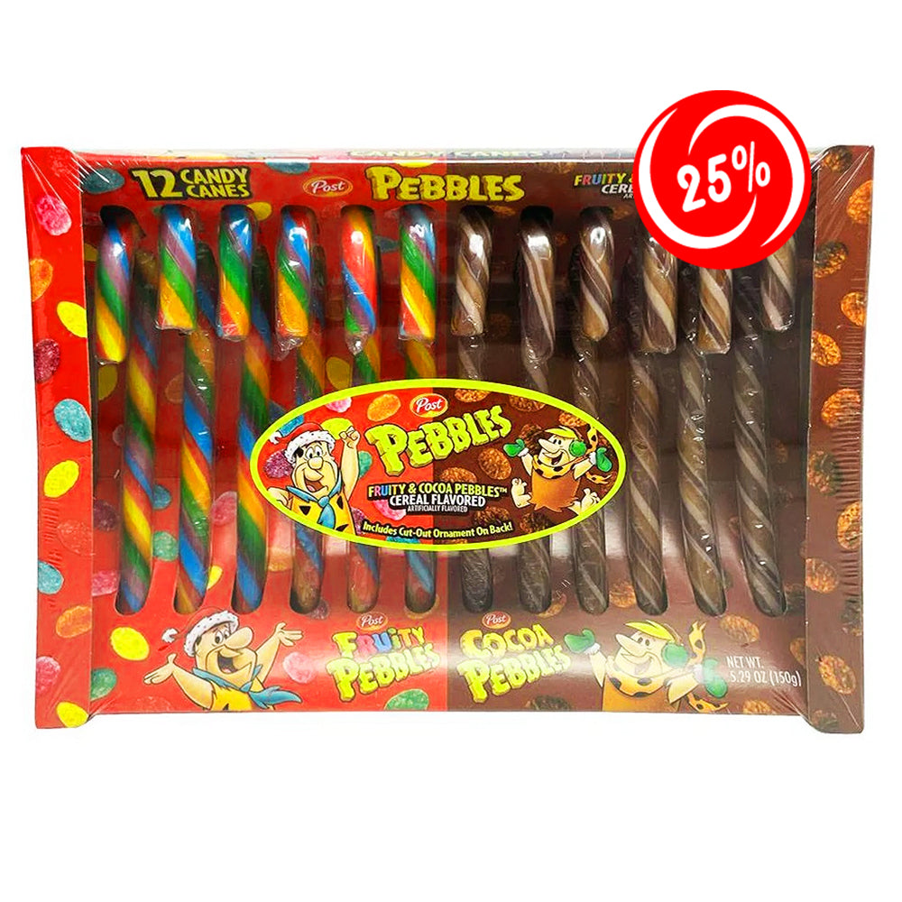 (EXPIRATION: 25/05/2025) Flix Candy - Fruity & Cocoa Pebbles Candy Canes - 12/150g