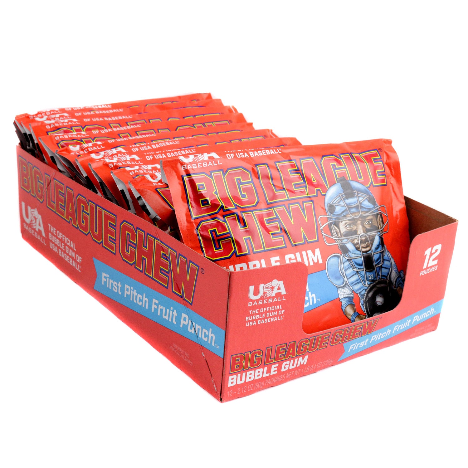 Big League Chew - Bubble Gum First Pitch Fruit Punch - 12/60g
