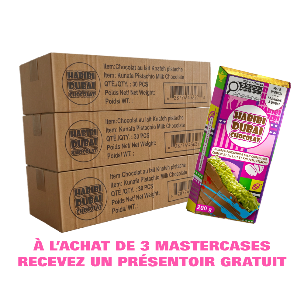 Habibi Dubai Chocolate - Kunafa Pistachio Milk Chocolate - 90/200g (Présentoir/Display)