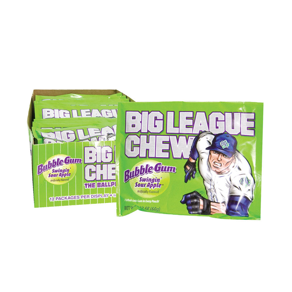 Big League Chew - Bubble Gum Sour Apple - 12/60g