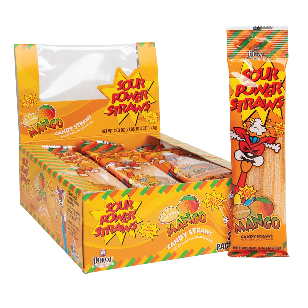 Dorval - Sour Power Straws Mango - 24/50g
